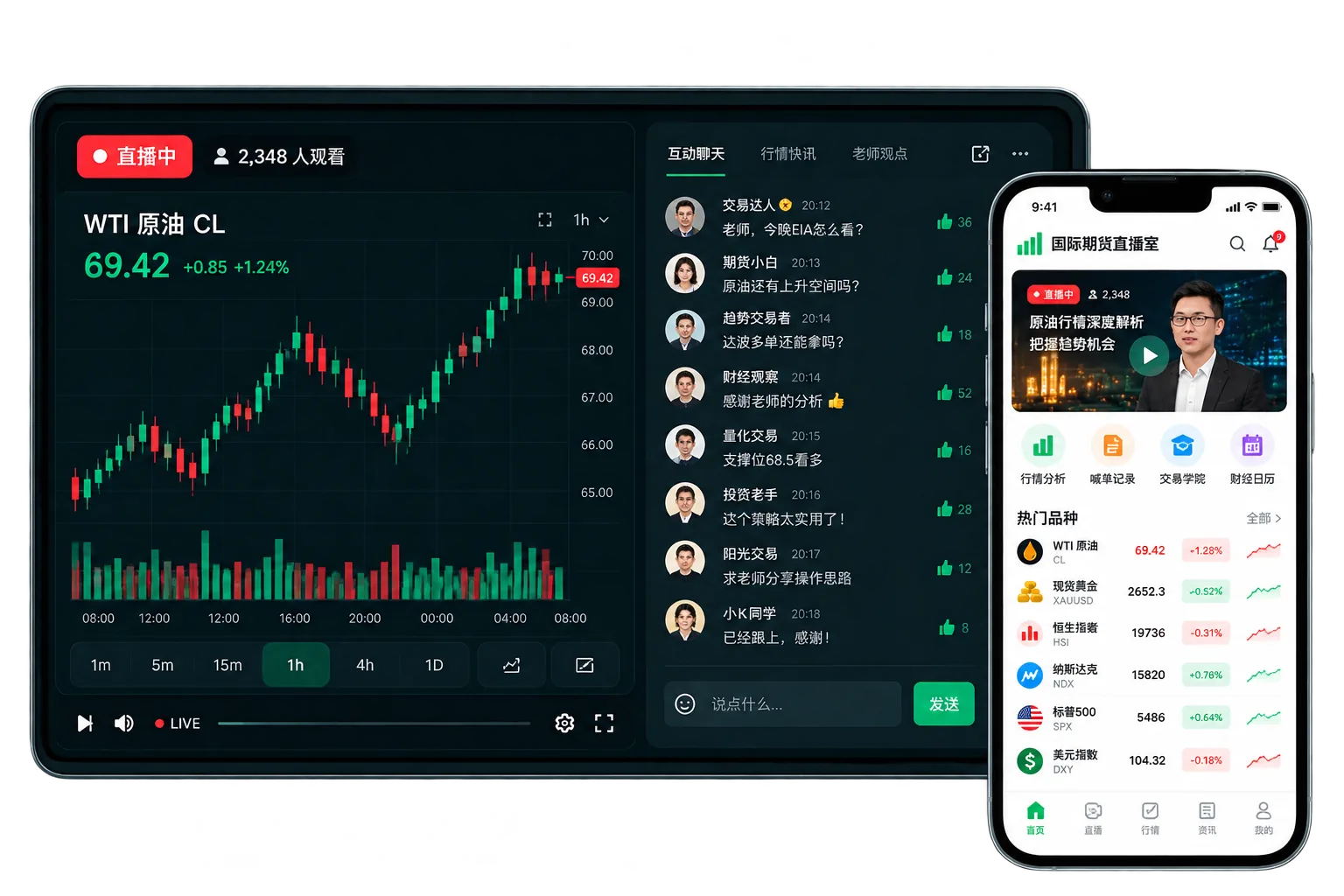 爱新财经行情直播终端与移动端界面