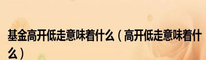 期货股指低开高走什么意思(期货低开是什么意思) (https://www.njaxzs.com/) 内盘期货 第1张