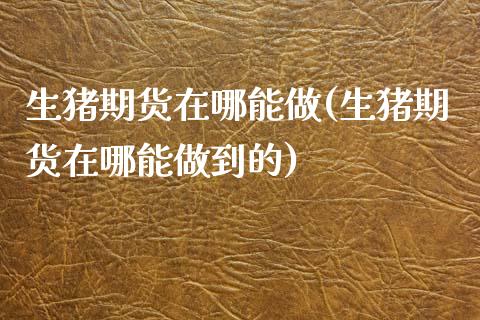 生猪期货在哪能做(生猪期货在哪能做到的) (https://www.njaxzs.com/) 期货行情 第1张