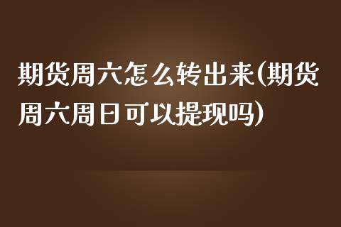 期货周六怎么转出来(期货周六周日可以提现吗) (https://www.njaxzs.com/) 期货投资 第1张