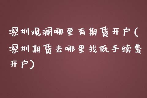 深圳观澜哪里有期货开户(深圳期货去哪里找低手续费开户) (https://www.njaxzs.com/) 原油期货 第1张