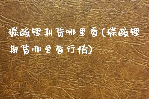 碳酸锂期货哪里看(碳酸锂期货哪里看行情) (https://www.njaxzs.com/) 内盘期货 第1张