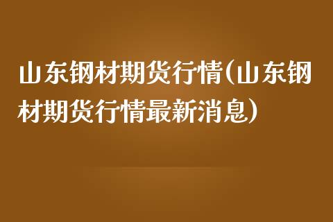 山东钢材期货行情(山东钢材期货行情最新消息) (https://www.njaxzs.com/) 期货开户 第1张