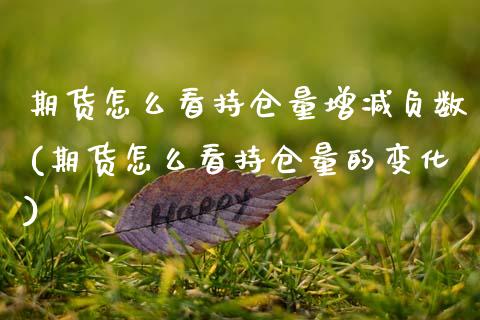 期货怎么看持仓量增减负数(期货怎么看持仓量的变化) (https://www.njaxzs.com/) 原油期货 第1张