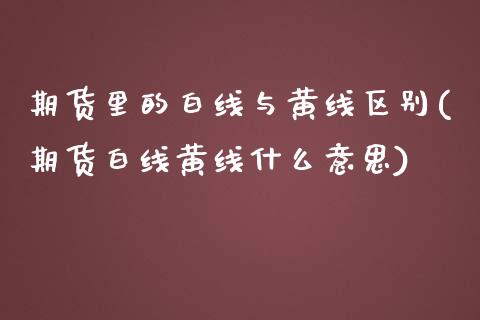 期货里的白线与黄线区别(期货白线黄线什么意思) (https://www.njaxzs.com/) 原油期货 第1张