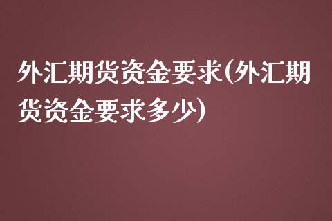 外汇期货资金要求(外汇期货资金要求多少) (https://www.njaxzs.com/) 内盘期货 第1张