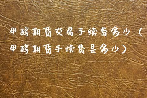 甲醇期货交易手续费多少（甲醇期货手续费是多少） (https://www.njaxzs.com/) 期货直播间 第1张