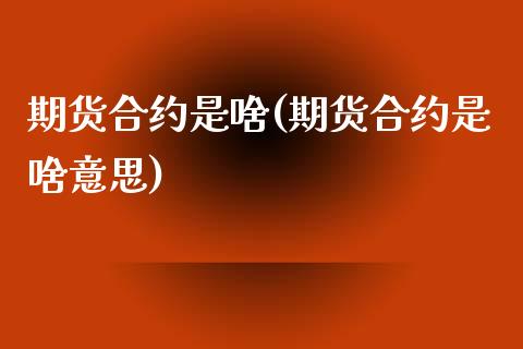 期货合约是啥(期货合约是啥意思) (https://www.njaxzs.com/) 期货直播间 第1张
