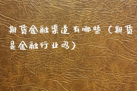 期货金融渠道有哪些（期货是金融行业吗） (https://www.njaxzs.com/) 期货直播间 第1张