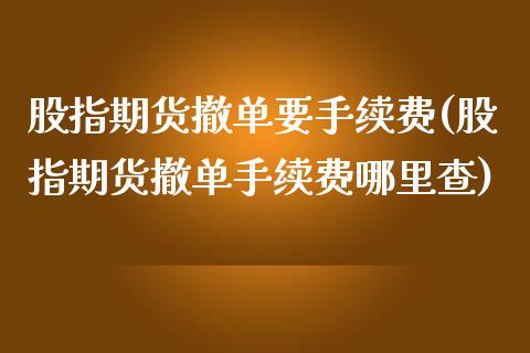 股指期货撤单要手续费(股指期货撤单手续费哪里查) (https://www.njaxzs.com/) 期货行情 第1张