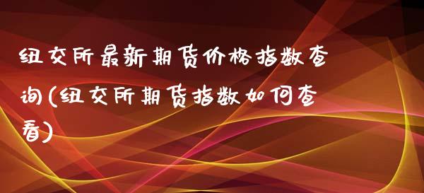 纽交所最新期货价格指数查询(纽交所期货指数如何查看) (https://www.njaxzs.com/) 内盘期货 第1张