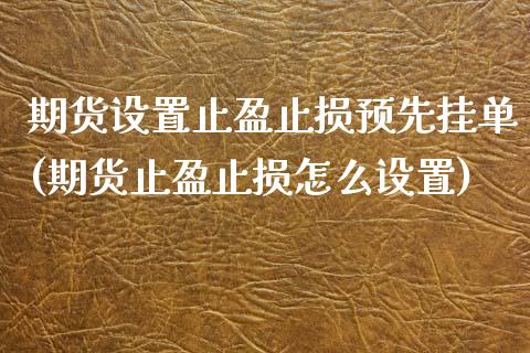 期货设置止盈止损预先挂单(期货止盈止损怎么设置) (https://www.njaxzs.com/) 内盘期货 第1张