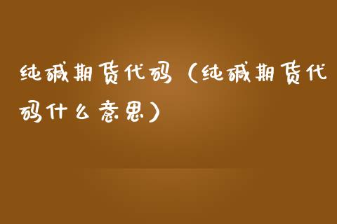 纯碱期货代码（纯碱期货代码什么意思） (https://www.njaxzs.com/) 内盘期货 第1张