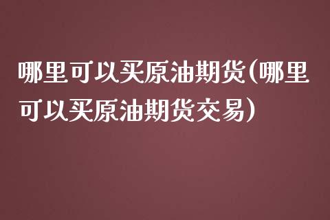 哪里可以买原油期货(哪里可以买原油期货交易) (https://www.njaxzs.com/) 期货行情 第1张