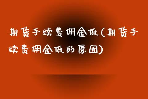 期货手续费佣金低(期货手续费佣金低的原因) (https://www.njaxzs.com/) 期货行情 第1张