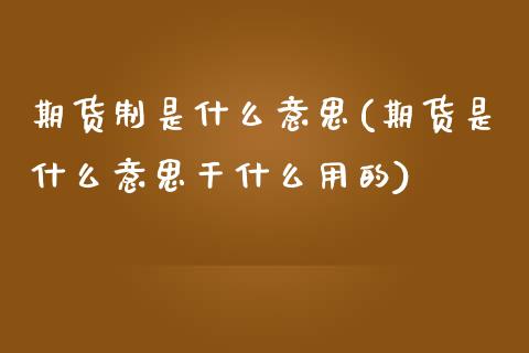 期货制是什么意思(期货是什么意思干什么用的) (https://www.njaxzs.com/) 期货投资 第1张