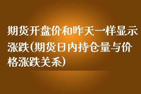 期货开盘价和昨天一样显示涨跌(期货日内持仓量与价格涨跌关系) (https://www.njaxzs.com/) 黄金期货 第1张