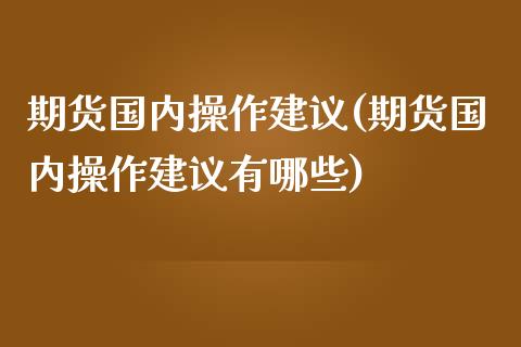 期货国内操作建议(期货国内操作建议有哪些) (https://www.njaxzs.com/) 期货直播间 第1张