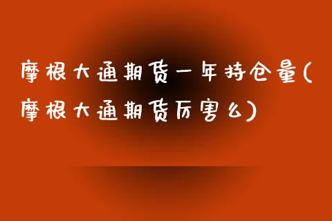 摩根大通期货一年持仓量(摩根大通期货厉害么) (https://www.njaxzs.com/) 期货行情 第1张