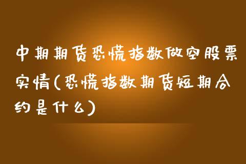 中期期货恐慌指数做空股票实情(恐慌指数期货短期合约是什么) (https://www.njaxzs.com/) 内盘期货 第1张