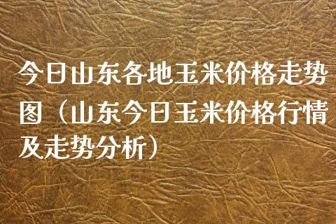 今日山东各地玉米走势图（山东今日玉米行情及走势分析） (https://www.njaxzs.com/) 期货直播间 第1张