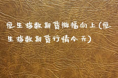 恒生指数期货微幅向上(恒生指数期货行情今天) (https://www.njaxzs.com/) 期货行情 第1张