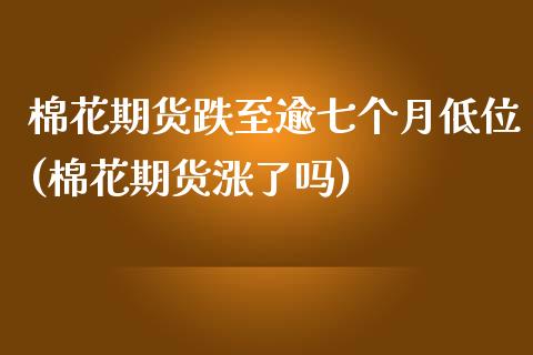 棉花期货跌至逾七个月低位(棉花期货涨了吗) (https://www.njaxzs.com/) 期货开户 第1张