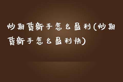 炒期货新手怎么盈利(炒期货新手怎么盈利快) (https://www.njaxzs.com/) 期货直播间 第1张