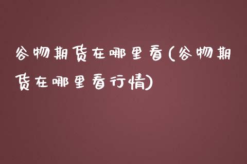 谷物期货在哪里看(谷物期货在哪里看行情) (https://www.njaxzs.com/) 黄金期货 第1张