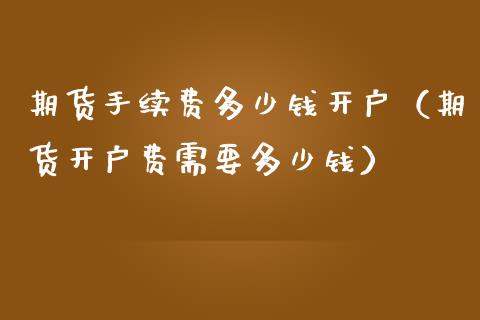 期货手续费多少钱开户（期货开户费需要多少钱） (https://www.njaxzs.com/) 黄金期货 第1张