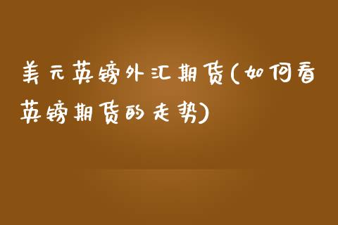 美元英镑外汇期货(如何看英镑期货的走势) (https://www.njaxzs.com/) 原油期货 第1张