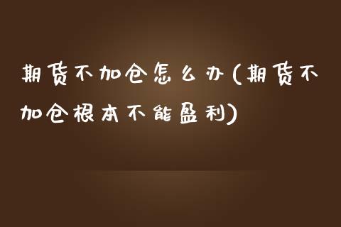 期货不加仓怎么办(期货不加仓根本不能盈利) (https://www.njaxzs.com/) 黄金期货 第1张