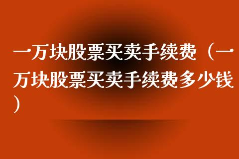 一万块股票买卖手续费（一万块股票买卖手续费多少钱） (https://www.njaxzs.com/) 黄金期货 第1张