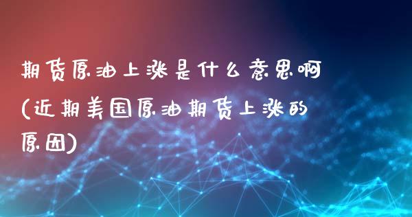 期货原油上涨是什么意思啊(近期美国原油期货上涨的原因) (https://www.njaxzs.com/) 内盘期货 第1张