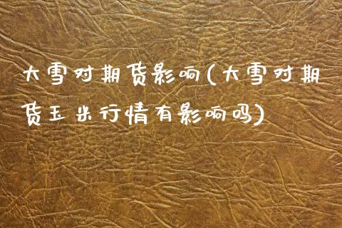 大雪对期货影响(大雪对期货玉米行情有影响吗) (https://www.njaxzs.com/) 原油期货 第1张