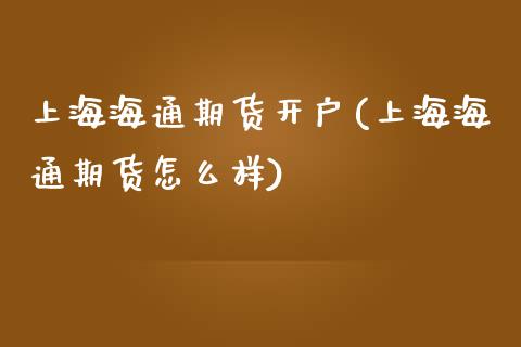 上海海通期货开户(上海海通期货怎么样) (https://www.njaxzs.com/) 期货投资 第1张