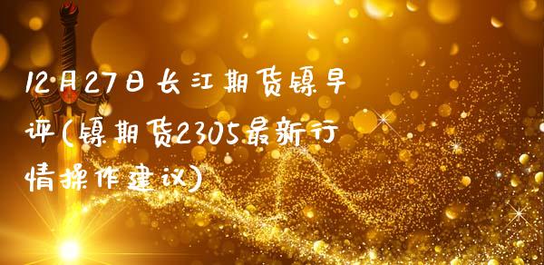 12月27日长江期货镍早评(镍期货2305最新行情操作建议) (https://www.njaxzs.com/) 期货投资 第1张
