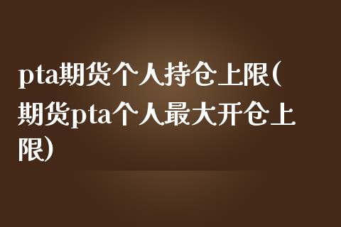 pta期货个人持仓上限(期货pta个人最大开仓上限) (https://www.njaxzs.com/) 期货开户 第1张