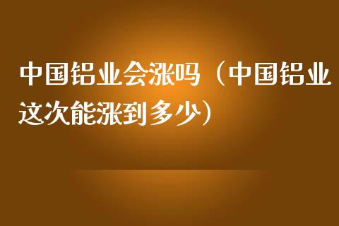 中国铝业会涨吗（中国铝业这次能涨到多少） (https://www.njaxzs.com/) 期货开户 第1张