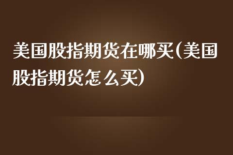 美国股指期货在哪买(美国股指期货怎么买) (https://www.njaxzs.com/) 期货直播间 第1张