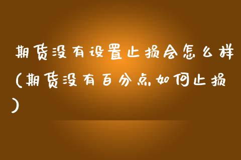 期货没有设置止损会怎么样(期货没有百分点如何止损) (https://www.njaxzs.com/) 内盘期货 第1张