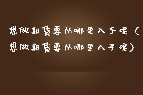 想做期货要从哪里入手呢（想做期货要从哪里入手呢） (https://www.njaxzs.com/) 原油期货 第1张