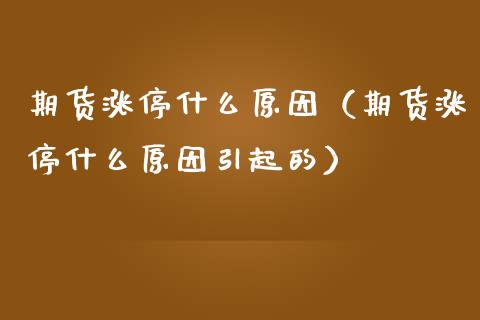 期货涨停什么原因（期货涨停什么原因引起的） (https://www.njaxzs.com/) 期货行情 第1张
