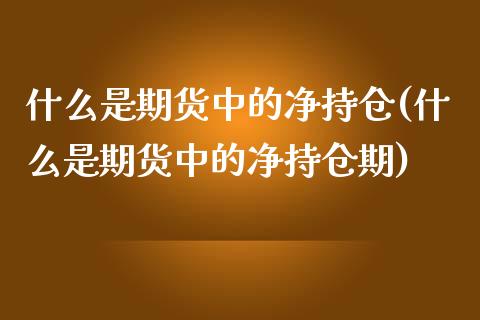 什么是期货中的净持仓(什么是期货中的净持仓期) (https://www.njaxzs.com/) 期货直播间 第1张