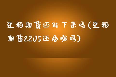 豆粕期货还能下来吗(豆粕期货2205还会涨吗) (https://www.njaxzs.com/) 原油期货 第1张