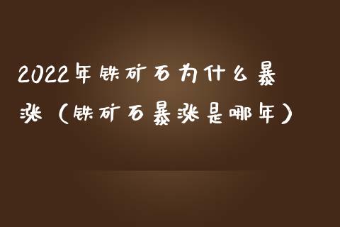 2022年铁矿石为什么暴涨（铁矿石暴涨是哪年） (https://www.njaxzs.com/) 期货直播间 第1张