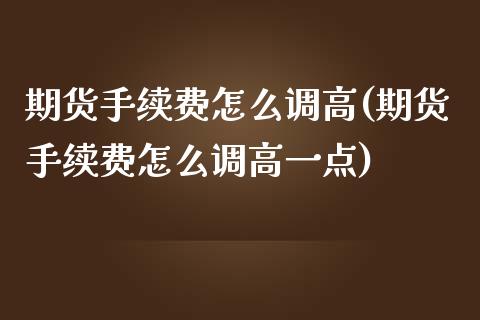 期货手续费怎么调高(期货手续费怎么调高一点) (https://www.njaxzs.com/) 期货开户 第1张