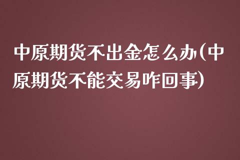 中原期货不出金怎么办(中原期货不能交易咋回事) (https://www.njaxzs.com/) 期货直播间 第1张