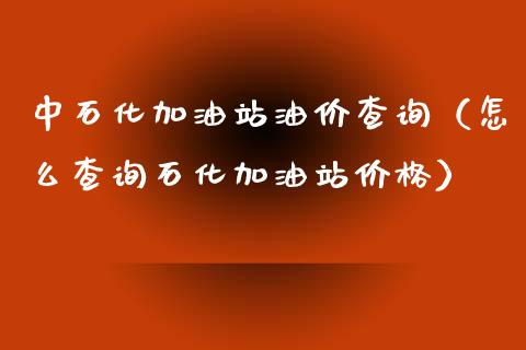 中石化加油站油价查询（怎么查询石化加油站） (https://www.njaxzs.com/) 黄金期货 第1张