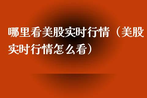 哪里看美股实时行情（美股实时行情怎么看） (https://www.njaxzs.com/) 期货直播间 第1张